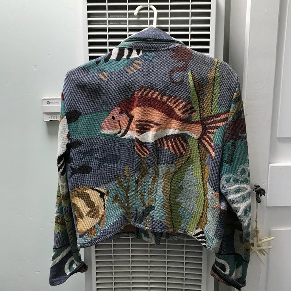 Vintage Funky, Aquatic Knit Jacket. USA made - Picture 2 of 6